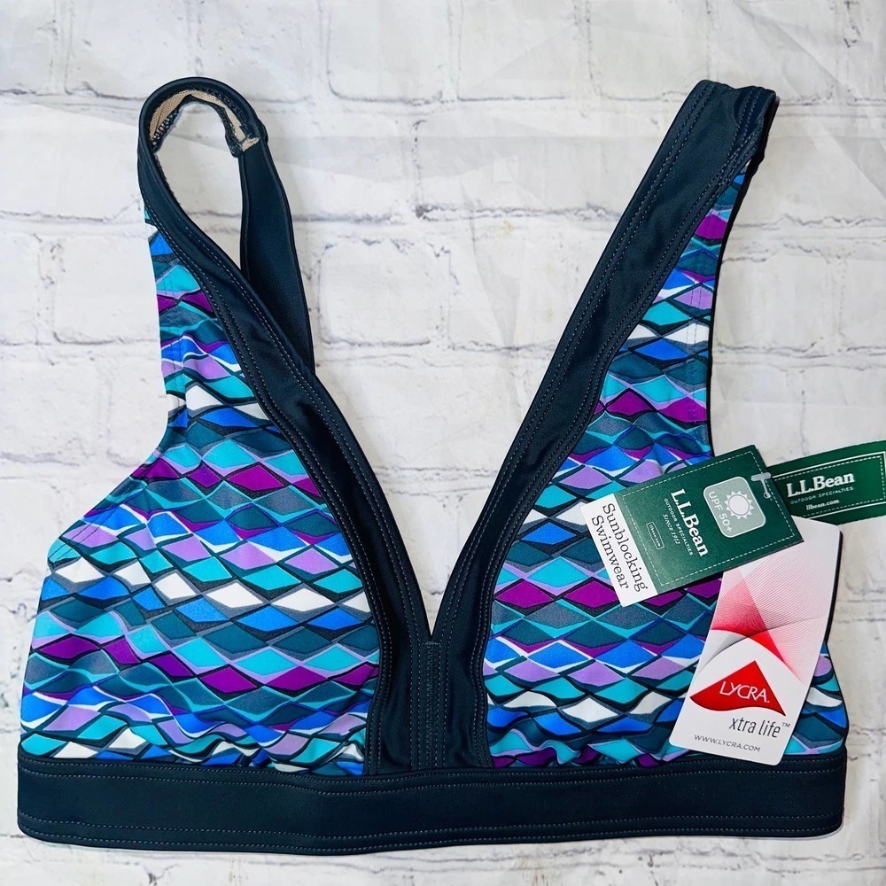 NWT Women’s Size 8 Reg LL Bean Bikini Top Sunblock Swimwear